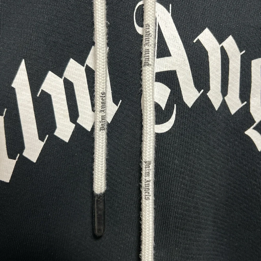 Palm Angels Black Hoodie with White Drawstrings - Picture 4 of 8